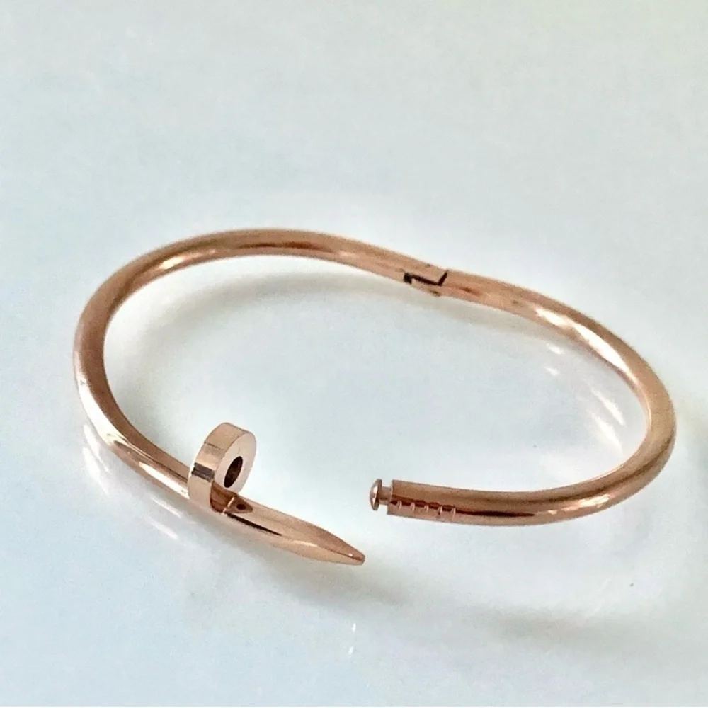 Generic Nail Cuff Bangle Bracelet in Rose Gold